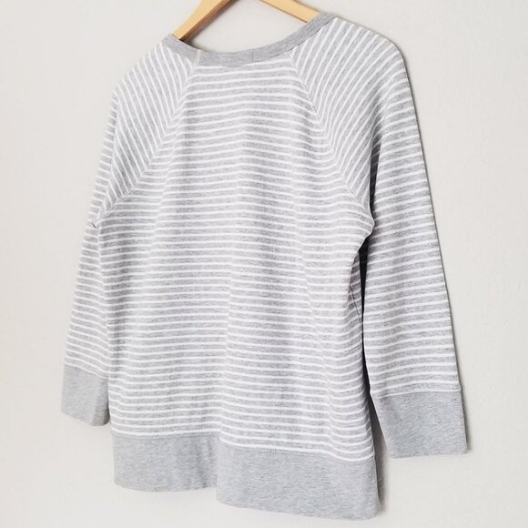 JAMES PERSE Raglan Pullover Sweatshirt Top Gray White Striped Cotton 3 L $145 - Picture 6 of 15